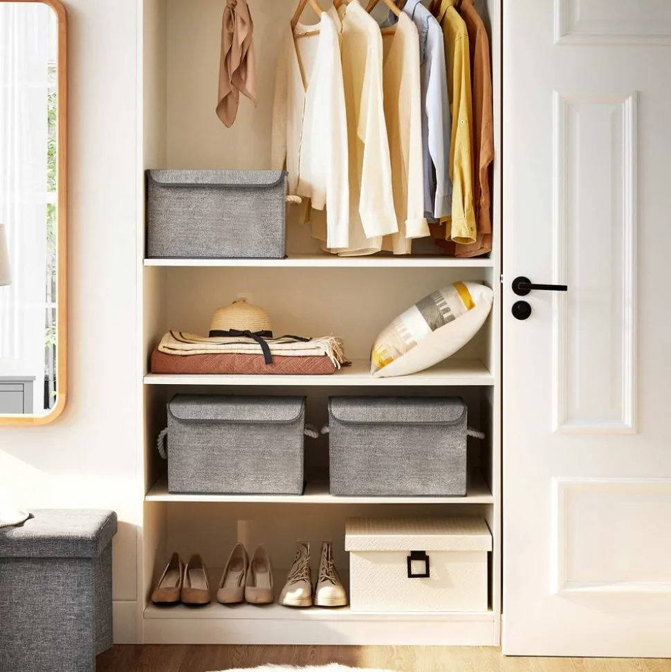 Store SONGMICS 3 Bacs rangement gris