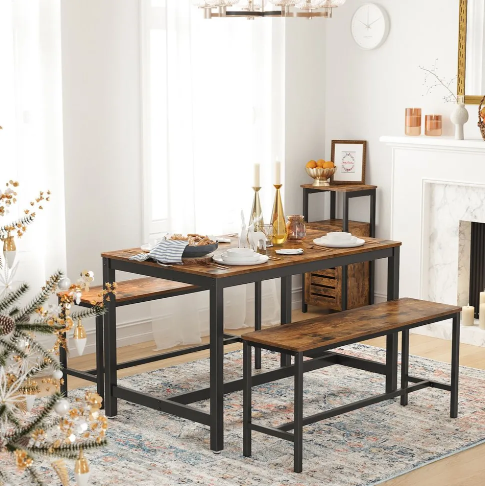 Store SONGMICS 2 Bancs industriel Brun Vintage Noir