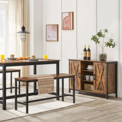 Store SONGMICS 2 Bancs industriel Brun Vintage Noir