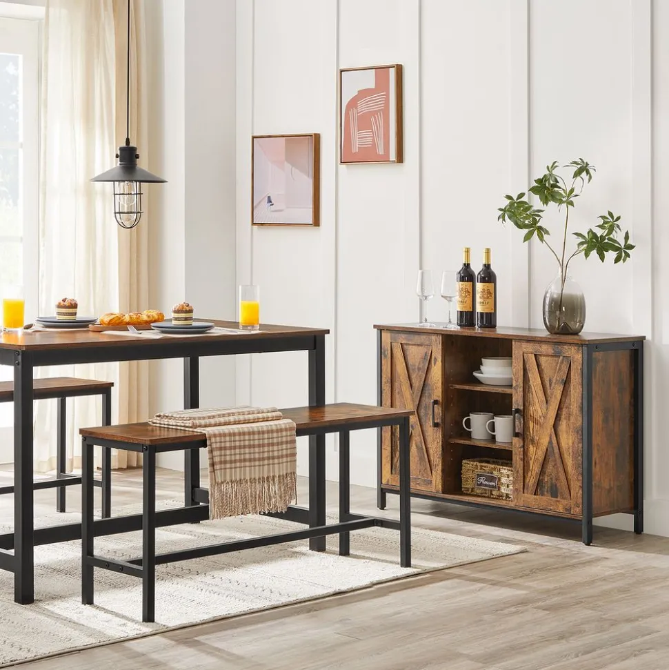 Store SONGMICS 2 Bancs industriel Brun Vintage Noir
