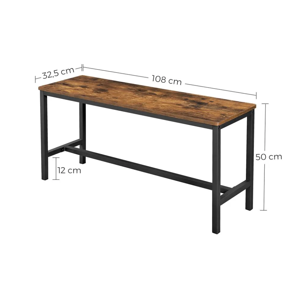 Store SONGMICS 2 Bancs industriel Brun Vintage Noir