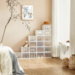 Store SONGMICS 18 Boîtes à chaussures Blanc