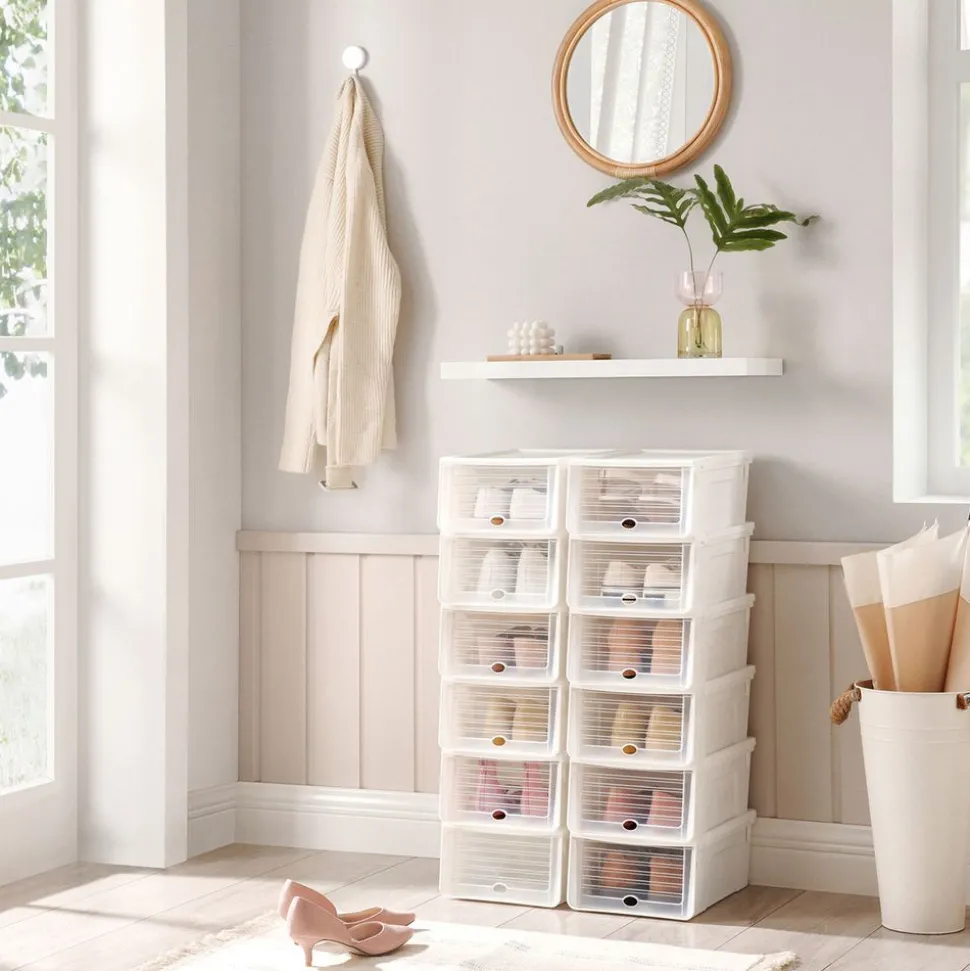 Discount SONGMICS 12 Boîtes à chaussures Blanc