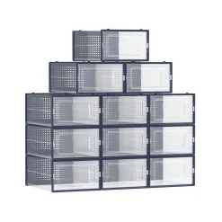 Flash Sale SONGMICS 12 Boîtes à chaussures transparent et bleu carbone
