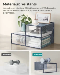 Flash Sale SONGMICS 12 Boîtes à chaussures transparent et bleu carbone