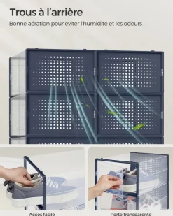 Flash Sale SONGMICS 12 Boîtes à chaussures transparent et bleu carbone