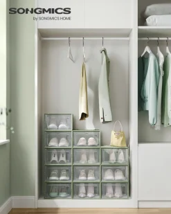 Flash Sale SONGMICS 12 Boîtes à chaussures transparent et bleu carbone