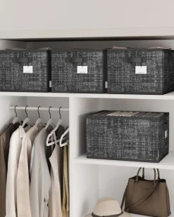 Fashion SONGMICS 4 Boîtes de rangement avec couvercle beige sable