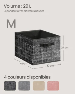 Fashion SONGMICS 4 Boîtes de rangement avec couvercle beige sable