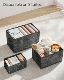 Fashion SONGMICS 4 Boîtes de rangement avec couvercle beige sable