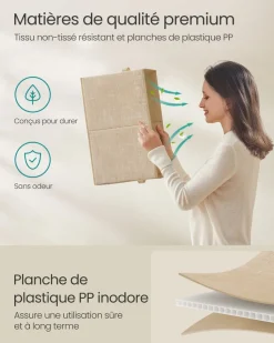 Fashion SONGMICS 4 Boîtes de rangement avec couvercle beige sable