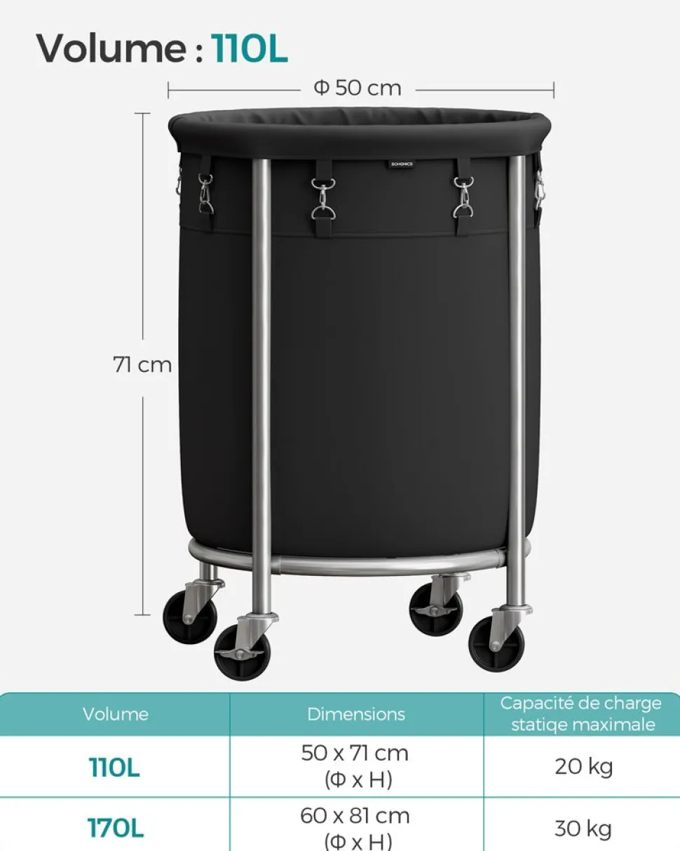 New SONGMICS 6 Boîtes de rangement Gris