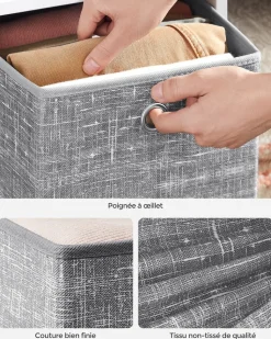 New SONGMICS 6 Boîtes de rangement pliables 33 x 33 x 33 cm gris