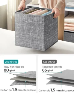 New SONGMICS 6 Boîtes de rangement pliables 33 x 33 x 33 cm gris