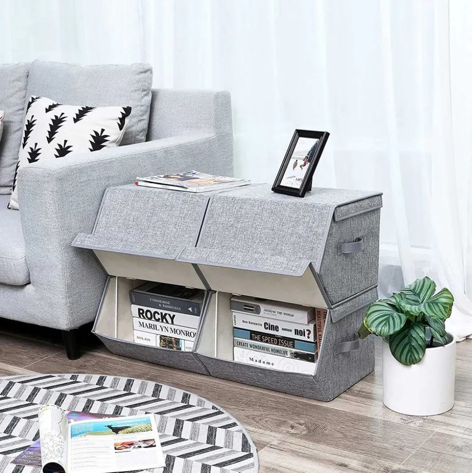 New SONGMICS 4 Boîtes de rangement tissu