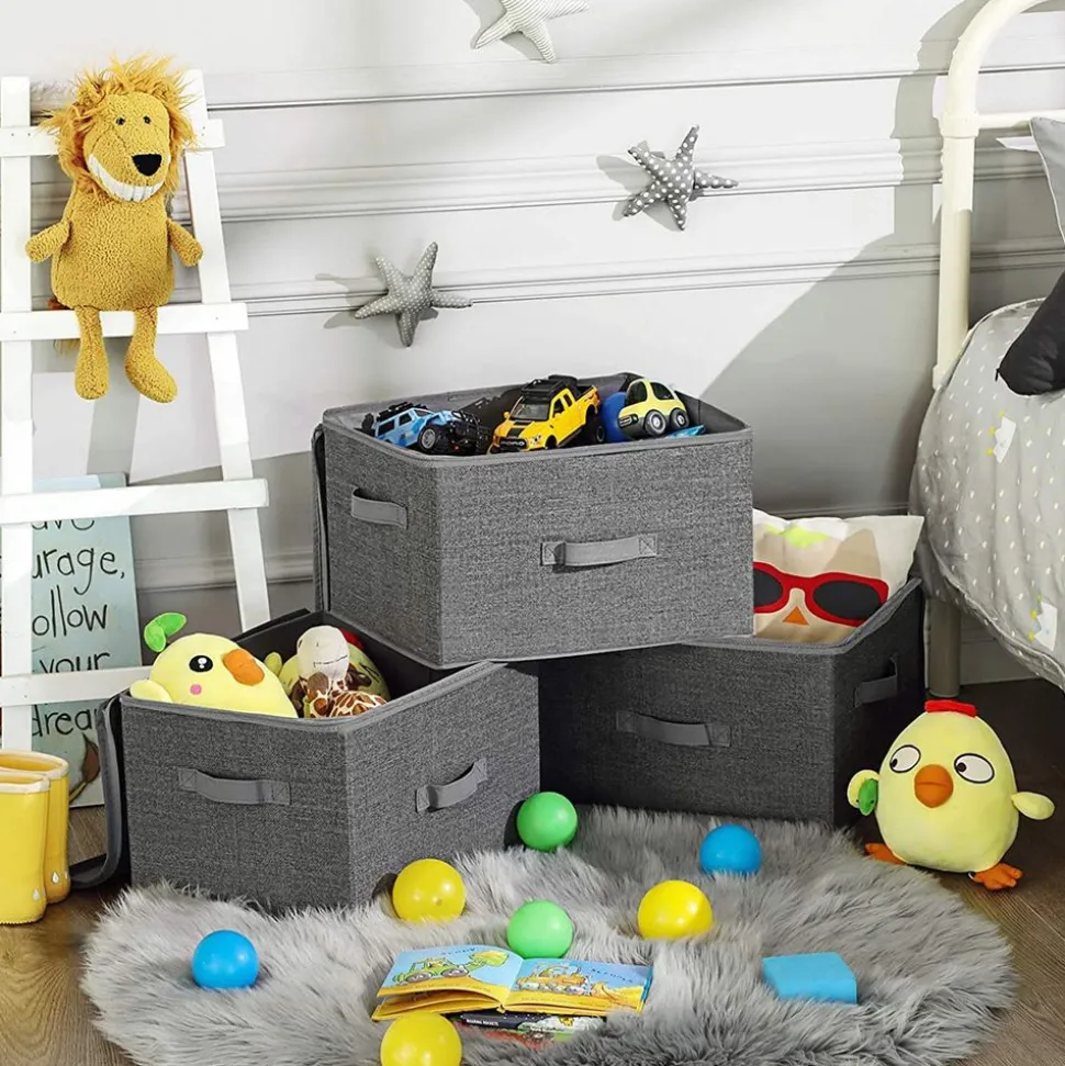 Discount SONGMICS 3 Boîtes rangement Gris