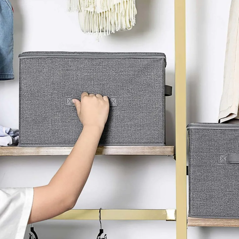 Discount SONGMICS 3 Boîtes rangement Gris