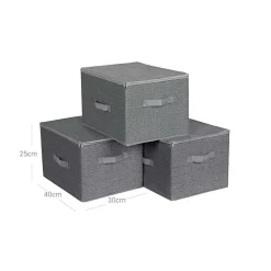 Discount SONGMICS 3 Boîtes rangement Gris