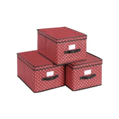Fashion SONGMICS 3 Boîtes rangement Noël Rouge