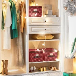 Fashion SONGMICS 3 Boîtes rangement Noël Rouge