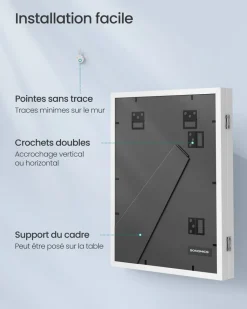 New SONGMICS 10 Cadres photo avec 16 passe-partout MDF et verre marron rustique