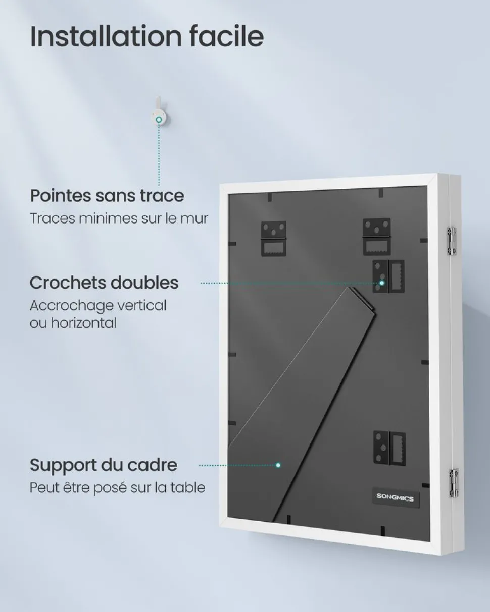 New SONGMICS 10 Cadres photo avec 16 passe-partout MDF et verre marron rustique