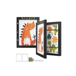 New SONGMICS 10 Cadres photo avec 16 passe-partout MDF et verre marron rustique