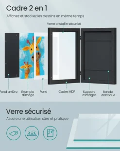 New SONGMICS 10 Cadres photo avec 16 passe-partout MDF et verre marron rustique