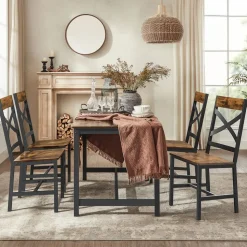 Outlet SONGMICS 2 Chaises industriel Brun Vintage Noir