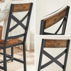 Outlet SONGMICS 2 Chaises industriel Brun Vintage Noir