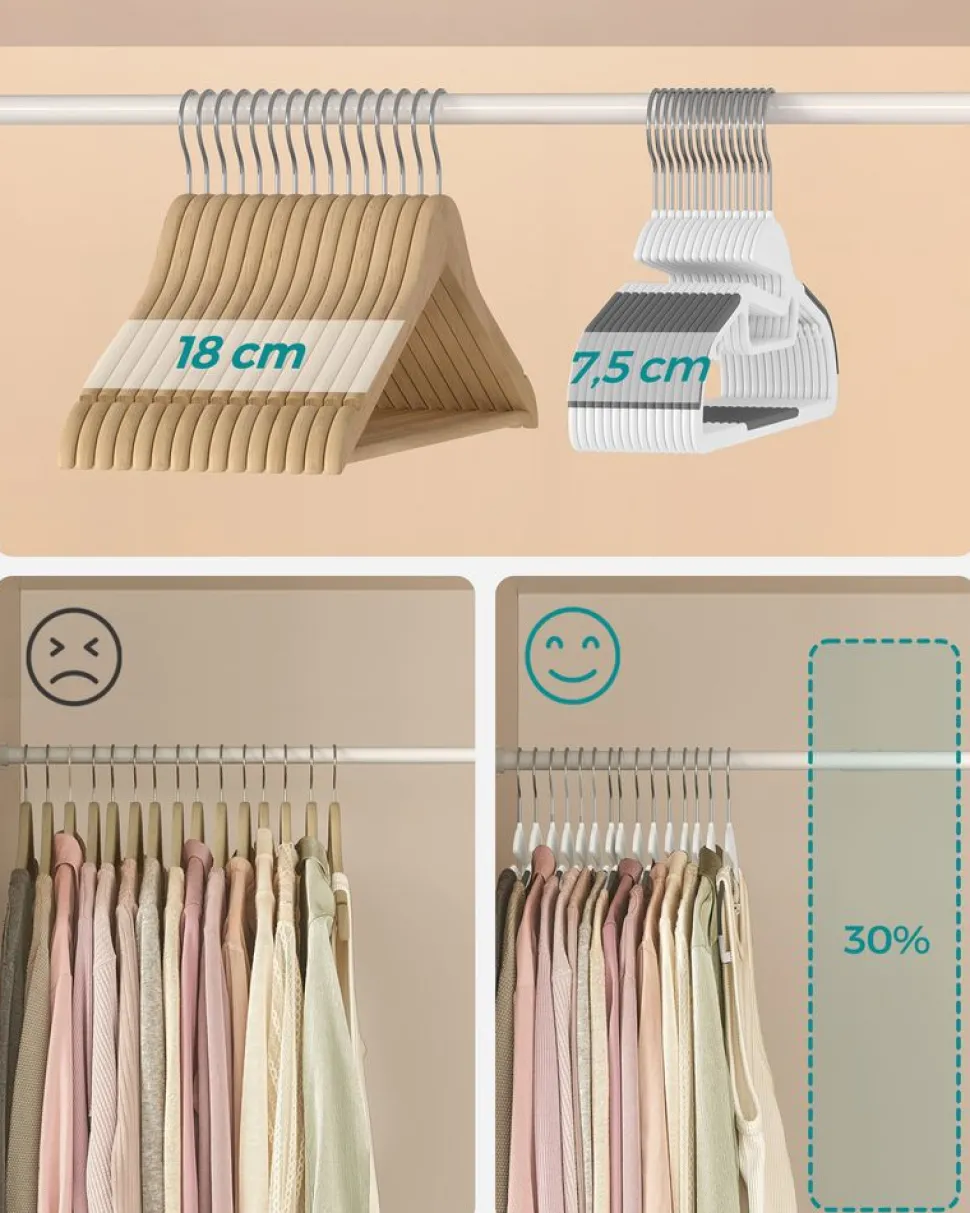 Store SONGMICS 20 Cintres antidérapants blanc