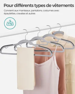 Cheap SONGMICS 50 Cintres antidérapants gris