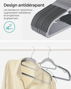 Cheap SONGMICS 50 Cintres antidérapants gris