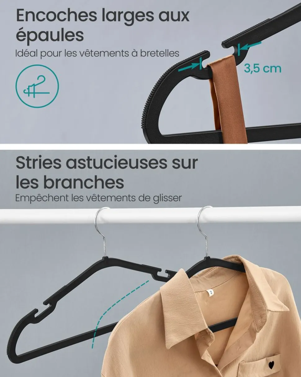 Store SONGMICS 20 Cintres bois enfant Jaune