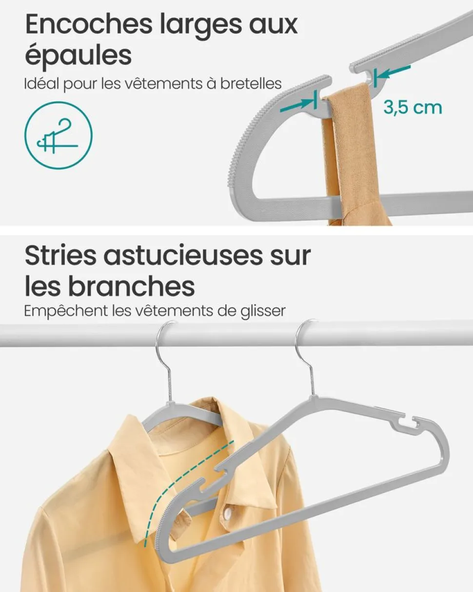 Store SONGMICS 20 Cintres bois enfant Jaune