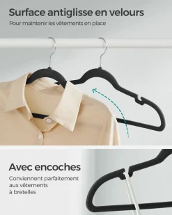 Fashion SONGMICS 20 Cintres pantalons noir