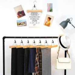 Cheap SONGMICS 12 Cintres pinces bois clair