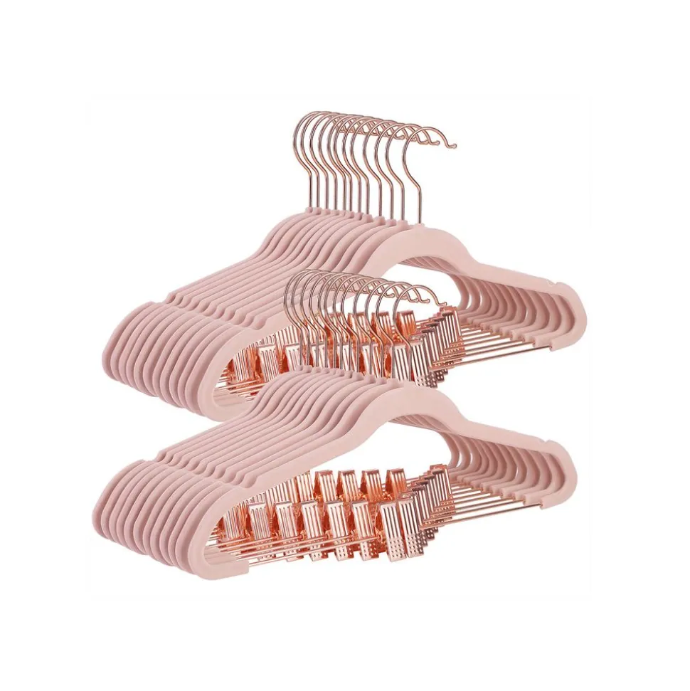 Cheap SONGMICS 24 Cintres pinces velours Rose