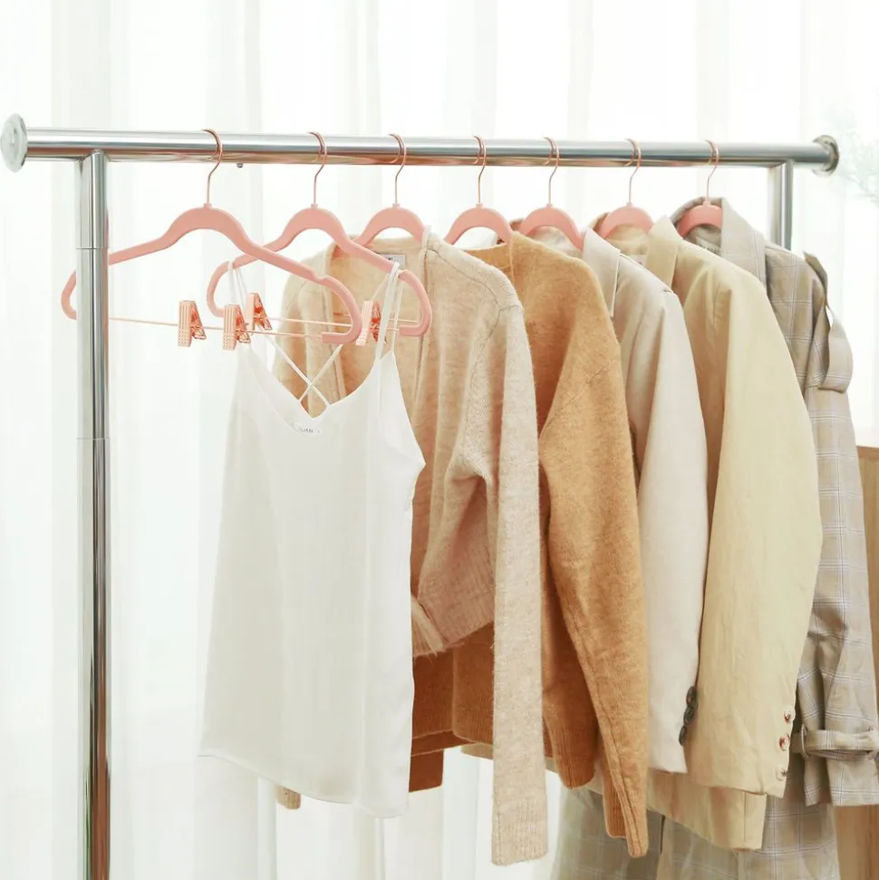 Cheap SONGMICS 24 Cintres pinces velours Rose