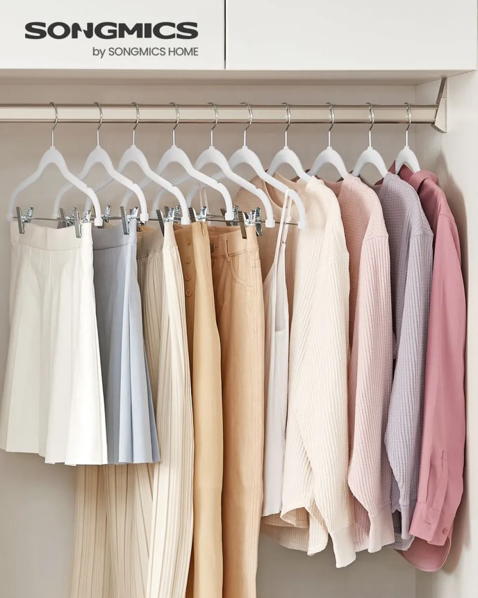Best Sale SONGMICS 20 Cintres pour pantalons en velours blanc