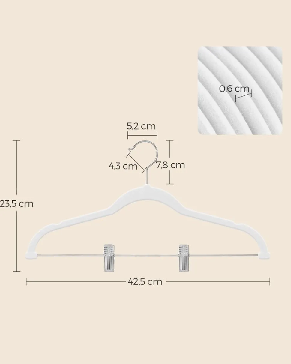 Best Sale SONGMICS 20 Cintres pour pantalons en velours blanc