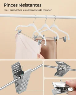 Best Sale SONGMICS 20 Cintres pour pantalons en velours blanc