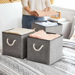 New SONGMICS 3 Cubes poignée Gris