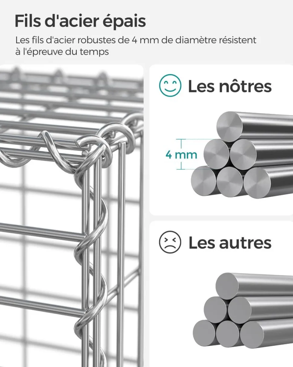 Shop SONGMICS 4 Gabions 100 x 50 x 50 cm