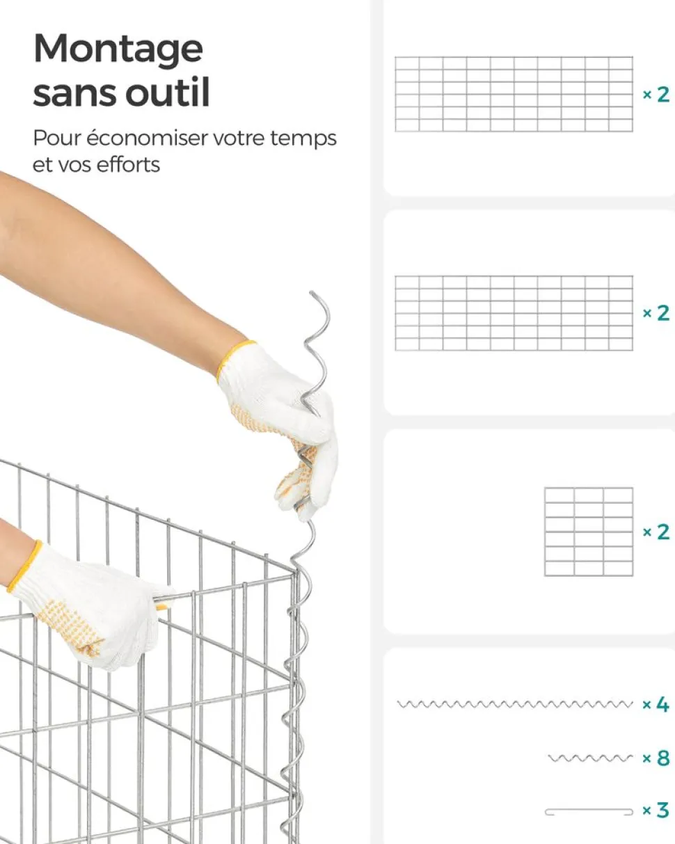 Shop SONGMICS 4 Gabions 100 x 50 x 50 cm