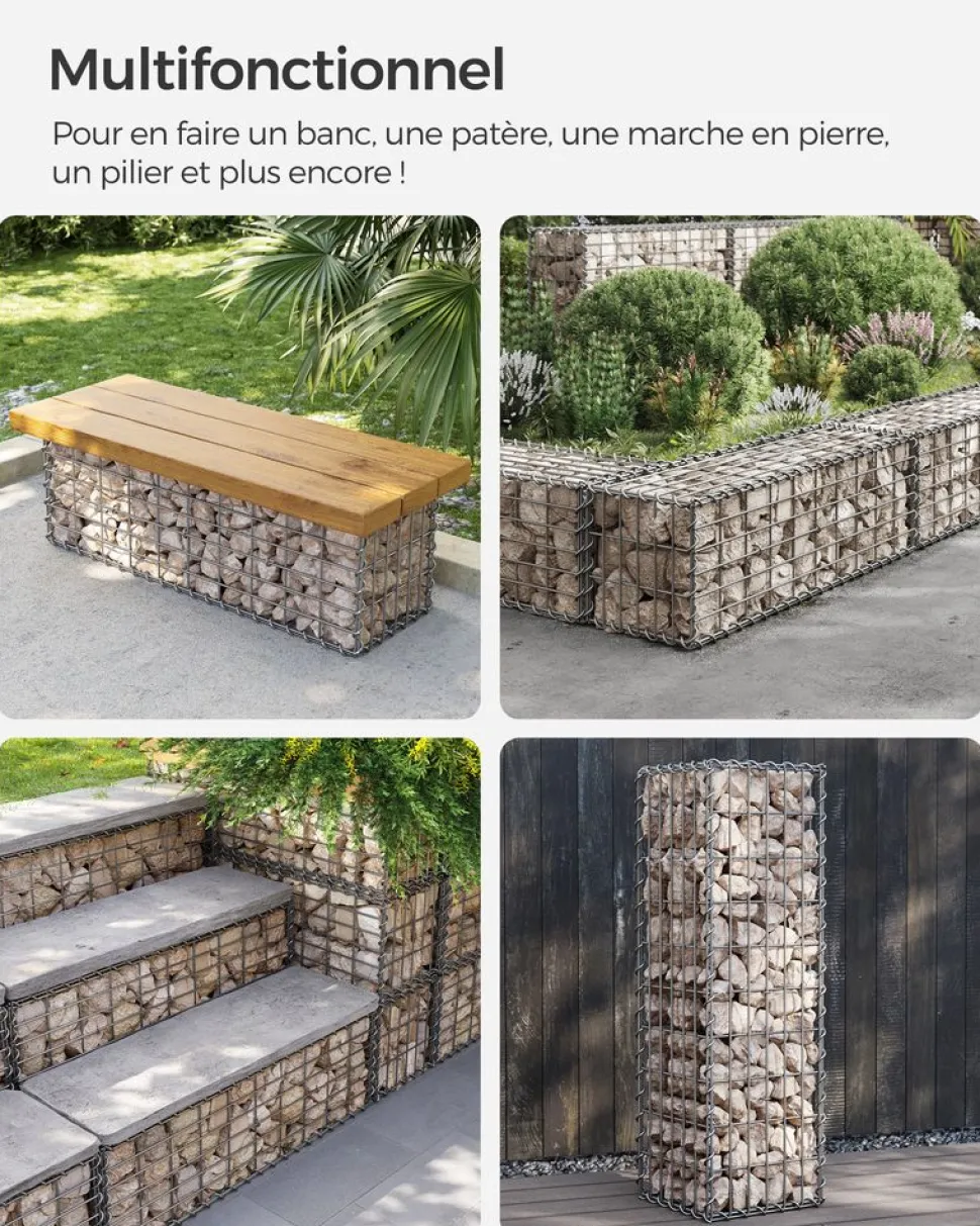 Shop SONGMICS 4 Gabions 100 x 50 x 50 cm