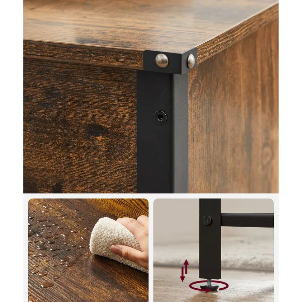 Hot SONGMICS 2 Meubles de rangement industriel Marron Rustique + Noir