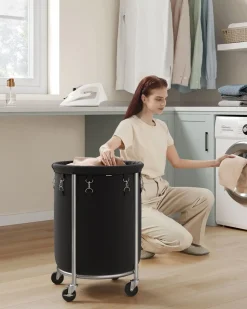 Cheap SONGMICS 2 Paniers à linge avec poignées courtes et longues 40 x 30 x 65 cm gris ardoise