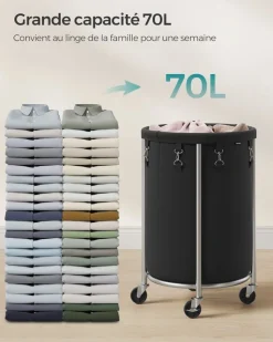 Cheap SONGMICS 2 Paniers à linge avec poignées courtes et longues 40 x 30 x 65 cm gris ardoise