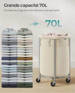 Cheap SONGMICS 2 Paniers à linge avec poignées courtes et longues 40 x 30 x 65 cm gris ardoise